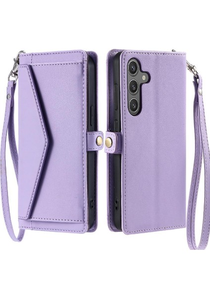 Cüzdan Crossbody Kılıf Samsung Galaxy A35 5g Fermuar Faturaları Yuvası Cüzdan (Yurt Dışından)