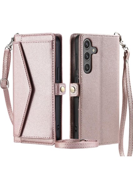 Cüzdan Crossbody Kılıf Samsung Galaxy A24 4g Fermuar Faturaları Yuvası Cüzdan (Yurt Dışından)