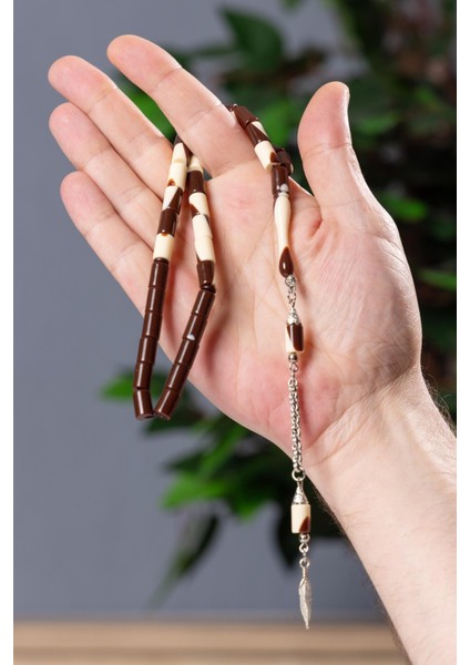 Kesme Tane Tek Koza Püsküllü Kahverengi Bilardo Tesbih modelleri