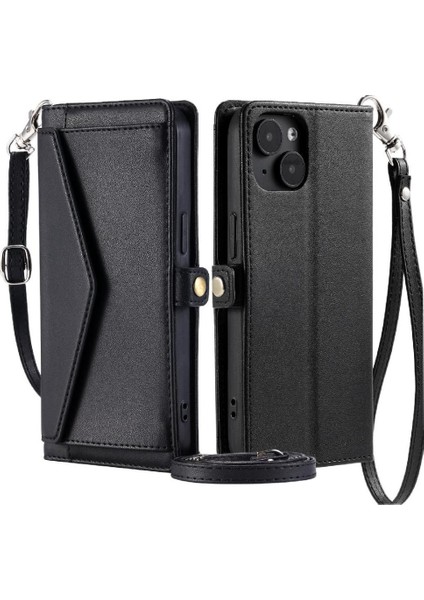 Kadınlar Için Cüzdan Crossbody Durumda IPhone 14 Cüzdan Durumda Fermuar Faturaları (Yurt Dışından)