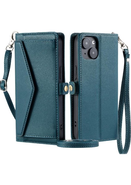 Cüzdan Crossbody Kılıf IPhone 14 Artı Fermuar Faturaları Yuvası Cüzdan Kılıf Için (Yurt Dışından)