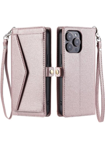 Cüzdan Crossbody Kılıf IPhone 14 Pro Max Kart Tutucu Fermuar Faturaları Yuvası (Yurt Dışından)