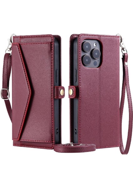 Cüzdan Crossbody Durumda IPhone 15 Pro Kart Tutucu Rfıd Engelleme Cüzdan (Yurt Dışından)
