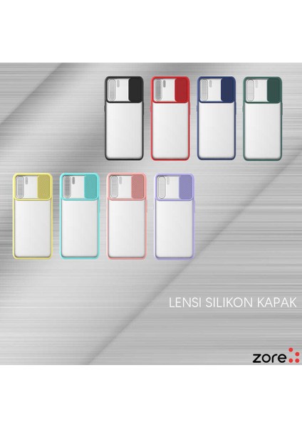 More TR Oppo A91 Kılıf Zore Lensi Kapak-Koyu Yeşil