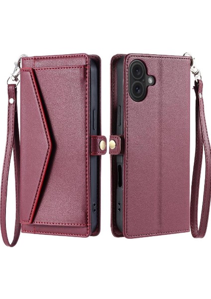 Cüzdan Crossbody Kılıf IPhone 16 Kart Tutucu Cüzdan Kılıf Kadınlar Için Yuvası (Yurt Dışından)