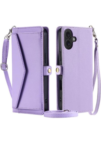 Cüzdan Crossbody Kılıf IPhone 16 Kart Tutucu Cüzdan Kılıf Kadınlar Için Yuvası (Yurt Dışından)