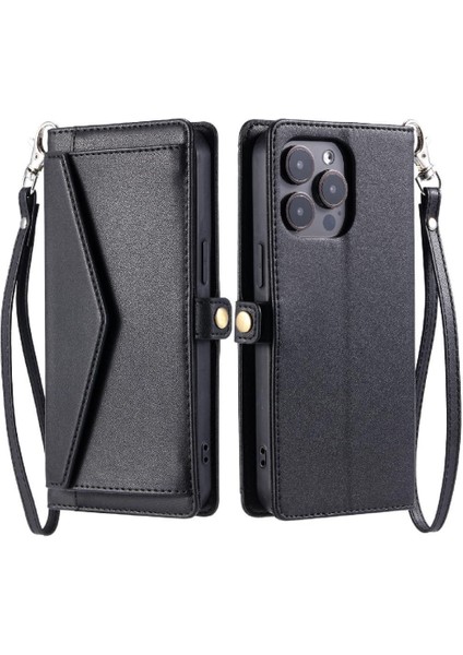 Cüzdan Crossbody Durumda IPhone 13 Pro Max Rfıd Engelleme Fermuar Faturaları (Yurt Dışından)