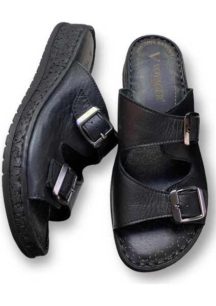 Siyah Gerçek Deri Çift Tokalı Ortopedik Kadın Terlik (9229) - Siyah - 39 - ST01871-SİYAH-39 fiyatları