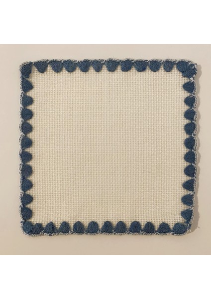 Etamin Işlemelik Sunum Peçetesi - 6 Parça - 15 x 15 cm - Kahve Yanı Sunum Peçetesi - Kokteyl Peçetesi