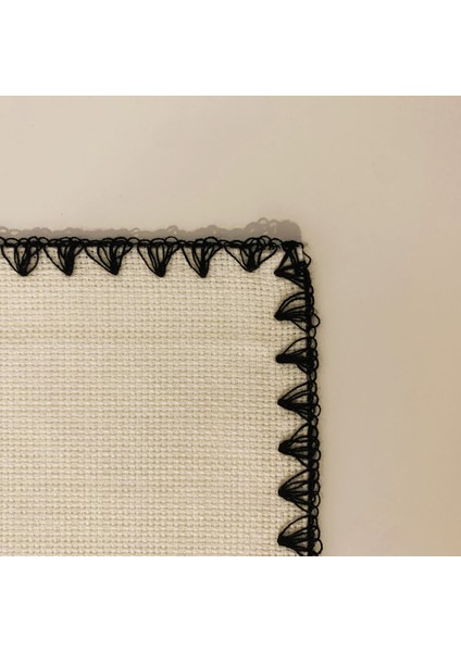 Etamin Işlemelik Sunum Peçetesi - 6 Parça - 15 x 15 cm - Kahve Yanı Sunum Peçetesi - Kokteyl Peçetesi
