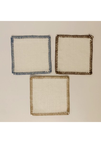 Etamin Işlemelik Sunum Peçetesi - 6 Parça - 15 x 15 cm - Kahve Yanı Sunum Peçetesi - Kokteyl Peçetesi
