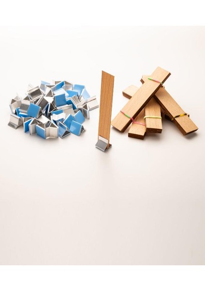 Ahşap Mum Fitili + Yapışkanlı Sehpa - 50 Adet ( 20MM x 100MM x 0,5mm )