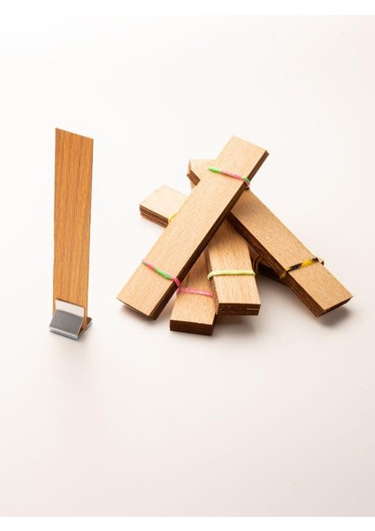 Ahşap Mum Fitili + Yapışkanlı Sehpa - 50 Adet ( 20MM x 100MM x 0,5mm ) modelleri