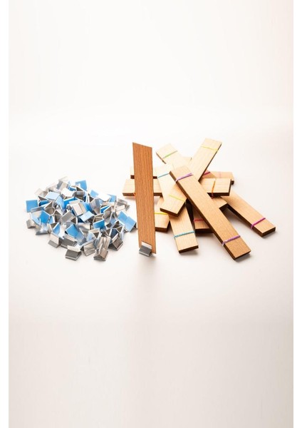 Ahşap Mum Fitili + Yapışkanlı Sehpa - 100 Adet ( 25MM x 150MM x 0,5mm )