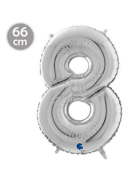 8 Rakam Folyo Balon Gümüş 66 cm