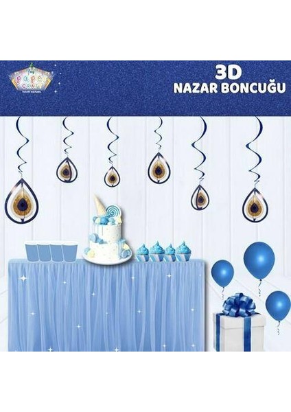 3d Nazar Boncuğu Asmalı Tavan Süsü 10 Adet