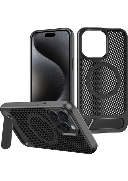 Apple iPhone 14 Pro Max Kılıf X2 Petek Desenli Invisible Magsafe Standlı Kapak