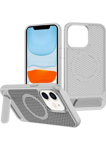 Apple iPhone 11 Kılıf X2 Petek Desenli Invisible Magsafe Standlı Kapak