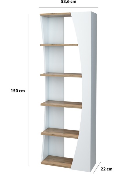 Iskandinav Model 6 Raflı Kitaplık Dekoratif Salon Kitaplığı Ofis Kitaplığı