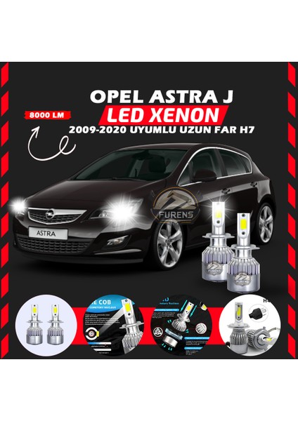 Opel Astra J 2009-2020 Uzun Far Uyumlu Şimşek Etkili LED Xenon Performance Series H7