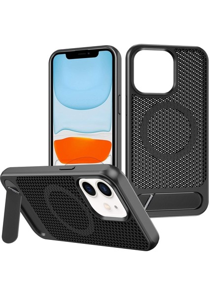 Apple iPhone 11 Kılıf X2 Petek Desenli Invisible Magsafe Standlı Kapak