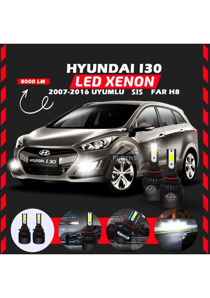Hyundai I30 2007-2016 Sis Farı Uyumlu Şimşek Etkili LED Xenon Light Series H8