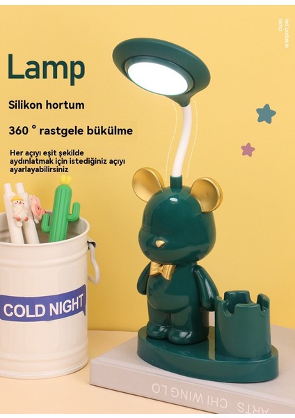 Karikatür Tavşan Küçük Masa Lambası Çok Fonksiyonlu Masaüstü USB Şarj Masa Lambası Başucu Lambası Gece Lambası (Yurt Dışından)