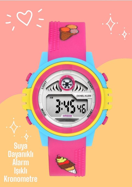Dijital Alarm+Kronometre+Aydınlatma Özellikli 5 Atm Dayanıklı Çocuk Kol Saati DK.2266.6