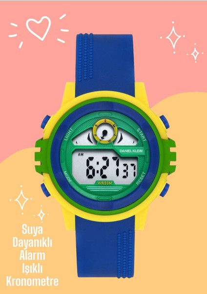 Dijital Alarm+Kronometre+Aydınlatma Özellikli 5 Atm Dayanıklı Çocuk Kol Saati DK.2266.9
