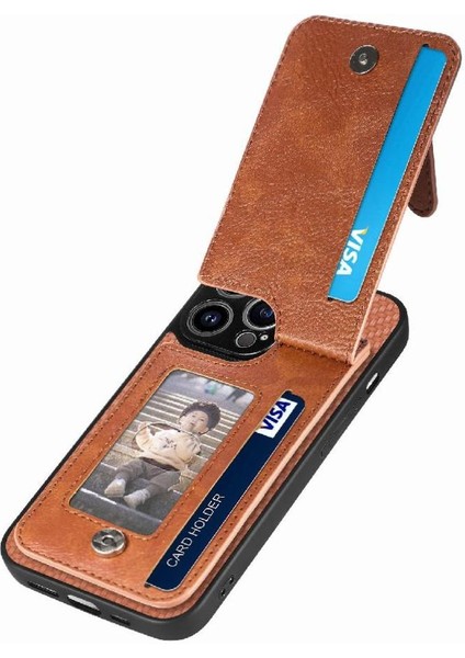 IPhone 14 Için Kılıf Pro Standı Manyetik Araç Montaj Fermuar Crad Yuvası Cüzdan (Yurt Dışından)