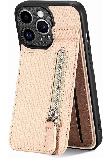 IPhone 14 Için Kılıf Pro Standı Manyetik Araç Montaj Fermuar Crad Yuvası Cüzdan (Yurt Dışından)