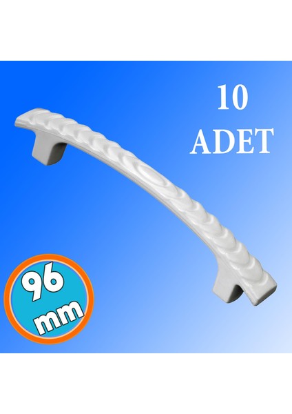 Sert Plastik Beyaz Çekmece Mobilya Mutfak Dolap Kulbu 96 mm 10 Adet