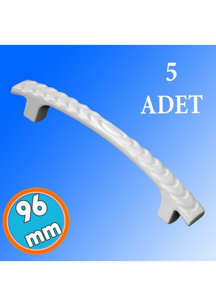 Sert Plastik Beyaz Çekmece Mobilya Mutfak Dolap Dolabı Kulbu 96 mm 5 Adet