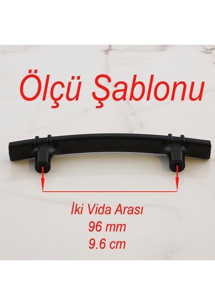 Sert Plastik Siyah Çekmece Mobilya Mutfak Dolap Kulbu 96 mm 5 Adet