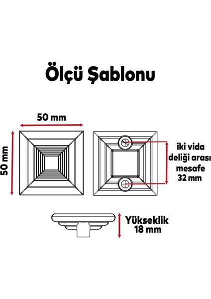 Çekmece Mutfak Kapak Dolap Kulbu 32 mm Mat Siyah Kare Sert Plastik fiyatları