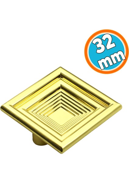 Çekmece Mutfak Kapak Dolap Kulbu 32 mm Gold Kare Sert Plastik