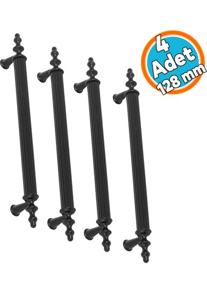 Mobilya Çekmece Dolap Kapak Kulbu Siyah Metal 128 mm (4 Adet)