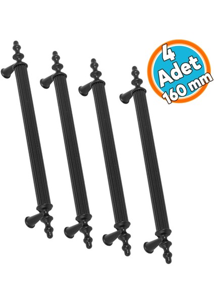 Mobilya Çekmece Dolap Kapak Kulbu Siyah Metal 160 mm (4 Adet)