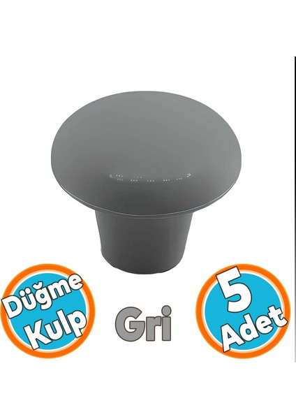 Mobilya Düğme Sert Plastik Gri Dolap Mutfak Dolabı Çekmece Kapak Kulbu 5 Adet