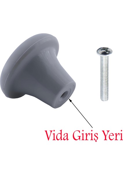 Mobilya Düğme Sert Plastik Gri Dolap Mutfak Dolabı Çekmece Kapak Kulbu 5 Adet fiyatları