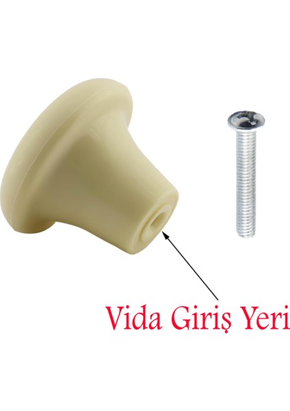 Mobilya Düğme Sert Plastik Krem Dolap Mutfak Dolabı Çekmece Kapak Kulbu 5 Adet fiyatları