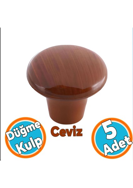 Düğme Sert Plastik Ceviz Dolap Mobilya Mutfak Dolabı Çekmece Kapak Kulbu 5 Adet