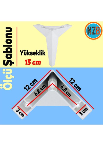 Mobilya Kanepe Sehpa Tv Ünitesi Koltuk Ayağı 15 cm Beyaz Baza Ayak fırsatları