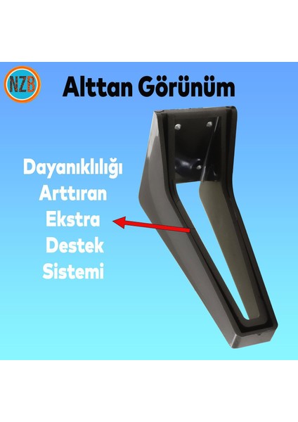Mobilya Kanepe Sehpa Tv Ünitesi Koltuk Ayağı 18 cm Siyah Baza Ayak