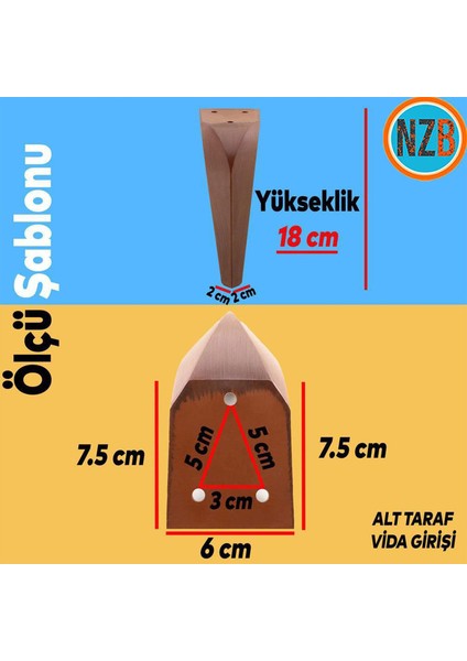 Mobilya Kanepe Sehpa Tv Ünitesi Koltuk Ayağı 18 cm Kahverengi Ahşap Desenli Baza Ayak fiyatları