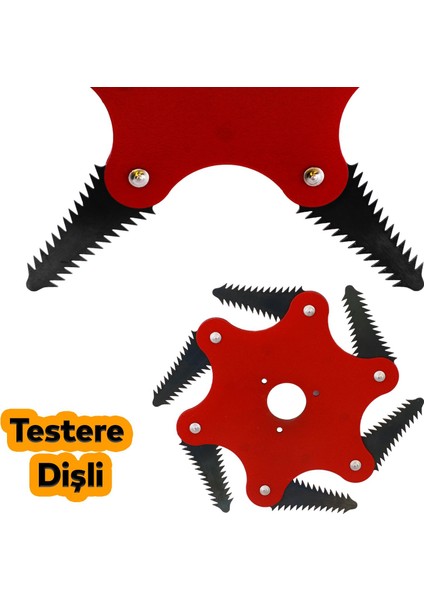 Benzinli Tırpan Metal Çim Çayır Biçme Kesme Aparatı 6 Kollu Testere Dişli Bıçkı Ahtapot Yedek Bıçak