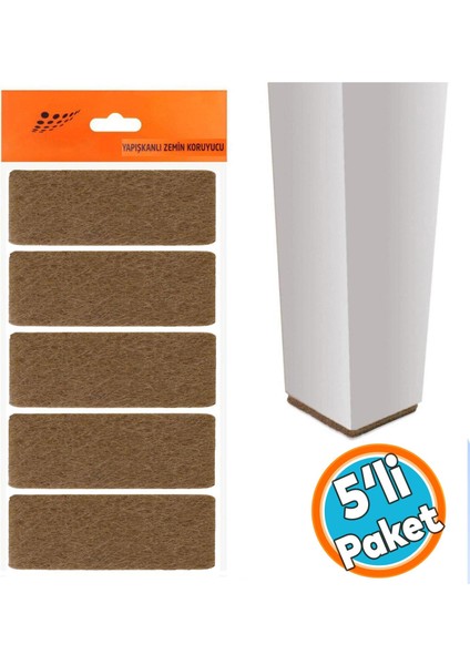 Zemin Koruyucu Masa Sandalye Parke Keçe Yapışkanlı Dikdörtgen 40X90 mm (5'li Paket)