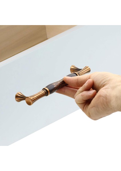 Lüks Porselen Mobilya Çekmece Dolap Kapak Kulbu 160 mm Siyah Antik Bakır
