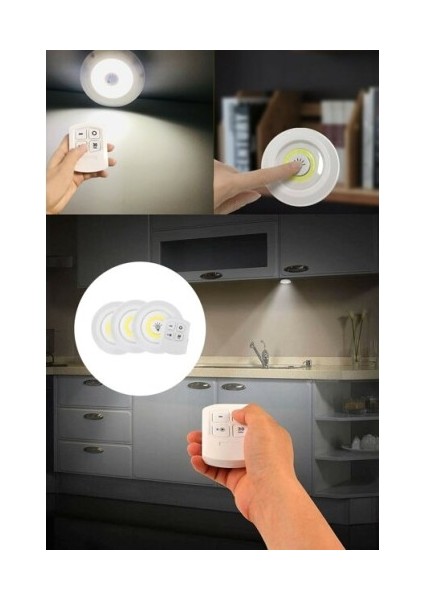Me cm u Store Uzaktan Kumandalı Yapışkanlı 3lü Led Spot Lamba
