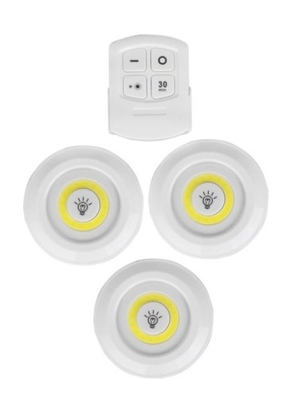 Me cm u Store Uzaktan Kumandalı Yapışkanlı 3lü Led Spot Lamba
